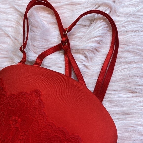 Cacique Red Lace Harness Detail Boost Multistrap Bra sz 46DD - Picture 5 of 10